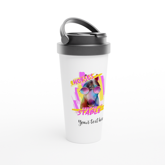 Hand Drawn Horse - 15oz Stainless Steel Travel Mug - Design: "Stable"