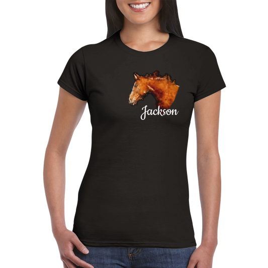 Hand Drawn Horse || Womens Crewneck T-shirt - Oil Painting - Personalized; Personalized with your horse