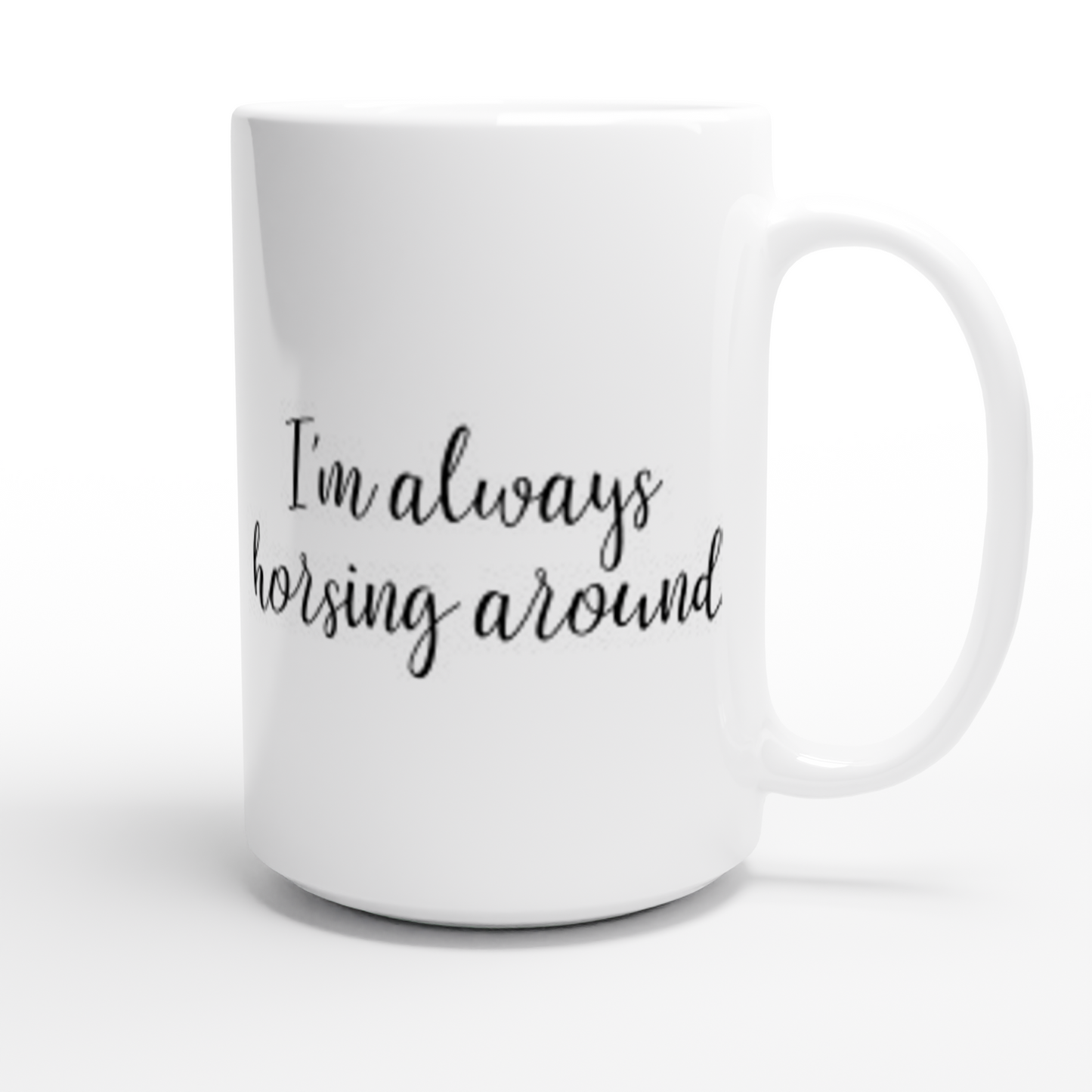 Hand Drawn Horse || 15oz Ceramic Mug - Design: "Stop"; Static Design; Personalizable Text