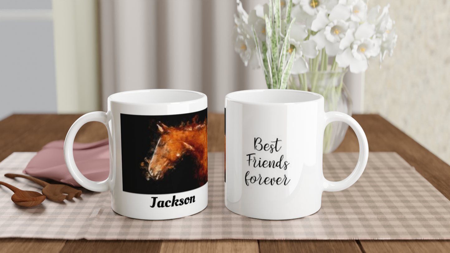 Hand Drawn Horse || 11oz Ceramic Mug - Oil Painting - Personalized; Personalized with your horse
