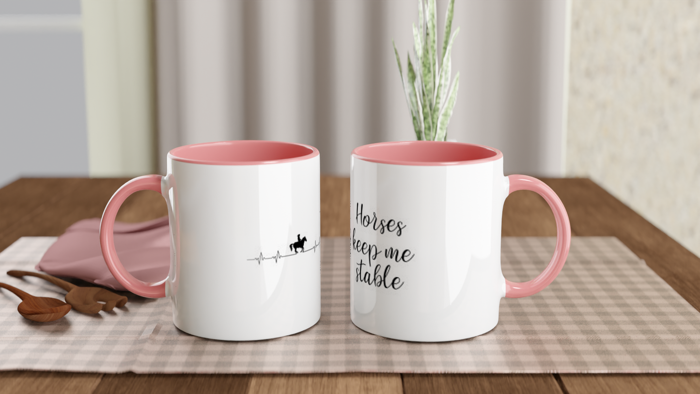 Hand Drawn Horse || 11oz Ceramic Mug with Color Inside - Design: "HEARTBEAT"; Static Design; Personalizable Text