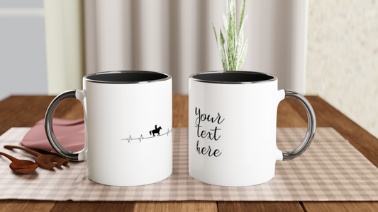 Hand Drawn Horse || 11oz Ceramic Mug with Color Inside - Design: "HEARTBEAT"; Static Design; Personalizable Text