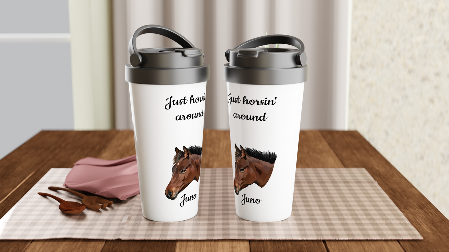 Hand Drawn Horse || 15oz Stainless Steel Travel Mug - TruPaint - Personalized; Hand drawn & personalized with your horse
