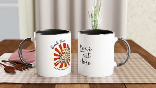 Hand Drawn Horse || 11oz Ceramic Mug with Color - Design: "Break Time"; Static Design; Personalizable Text