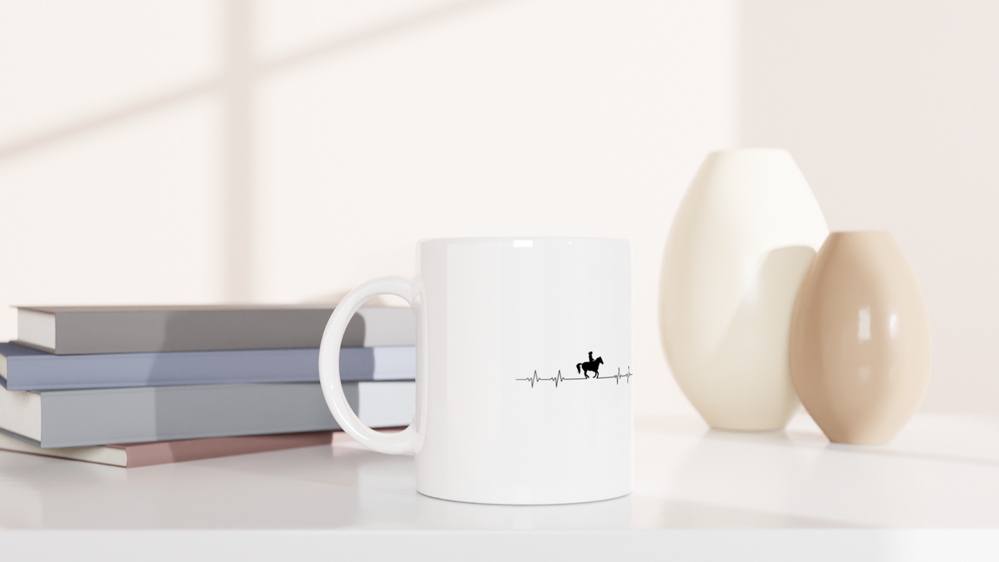 Hand Drawn Horse || 11oz Ceramic Mug - Design: "Heartbeat"; Static Design; Personalizable Text
