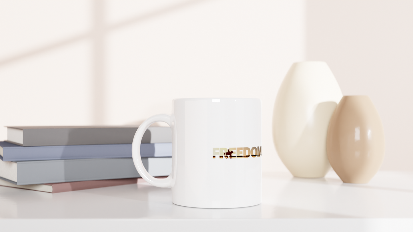 Hand Drawn Horse || 11oz Ceramic Mug - Design: "Freedom"; Static Design; Personalizable Text