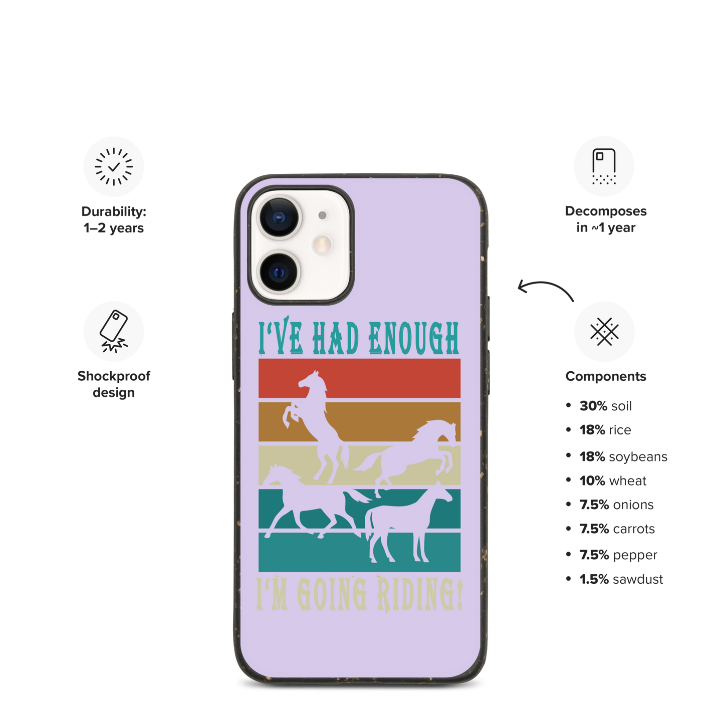 Hand Drawn Horse || Horse Phone Case - Design: "Going Riding"; Static Design