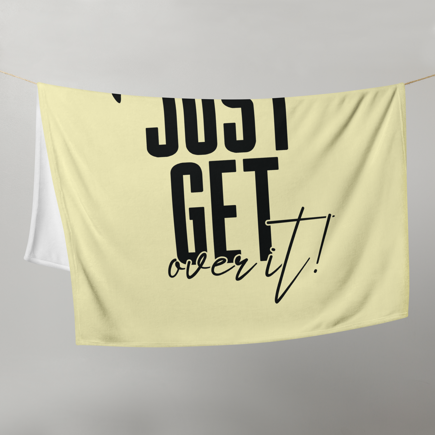 Hand Drawn Horse || Throw Blanket - Design: "Get over it"; Static Design; Personalizable Text