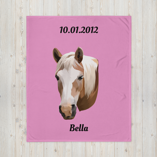 Hand Drawn Horse || Throw Blanket TruPaint Hand Drawn & Personalized; Hand drawn & personalized with your horse