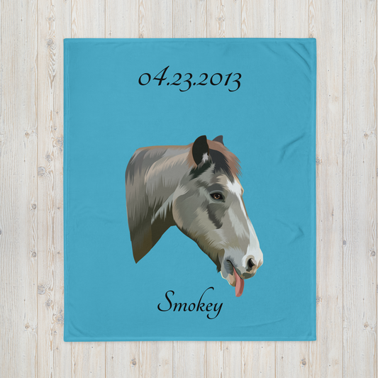 Hand Drawn Horse || Throw Blanket TruPaint Hand Drawn & Personalized; Hand drawn & personalized with your horse