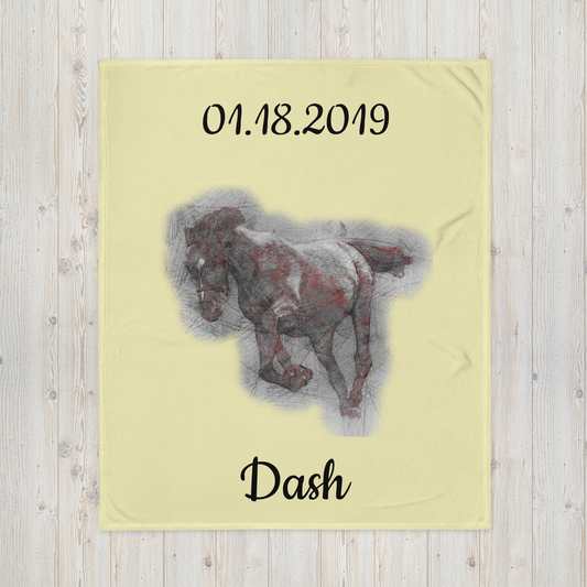 Hand Drawn Horse || Throw Blanket - Pencil Drawing - Personalized; Personalized with your horse