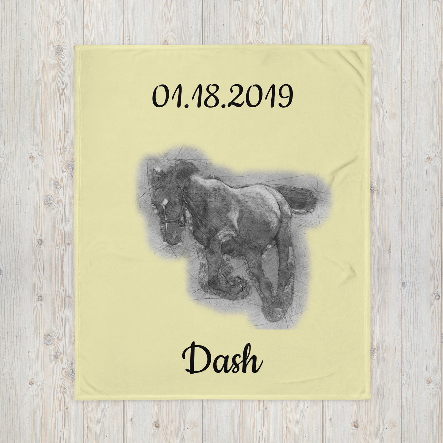 Hand Drawn Horse || Throw Blanket - Pencil Drawing - Personalized; Personalized with your horse