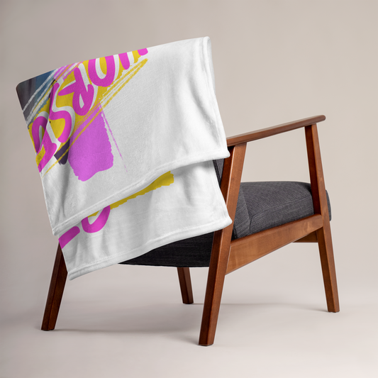 Hand Drawn Horse || Throw Blanket - Design: "Keep Me Stable"; Static Design; Personalizable Text