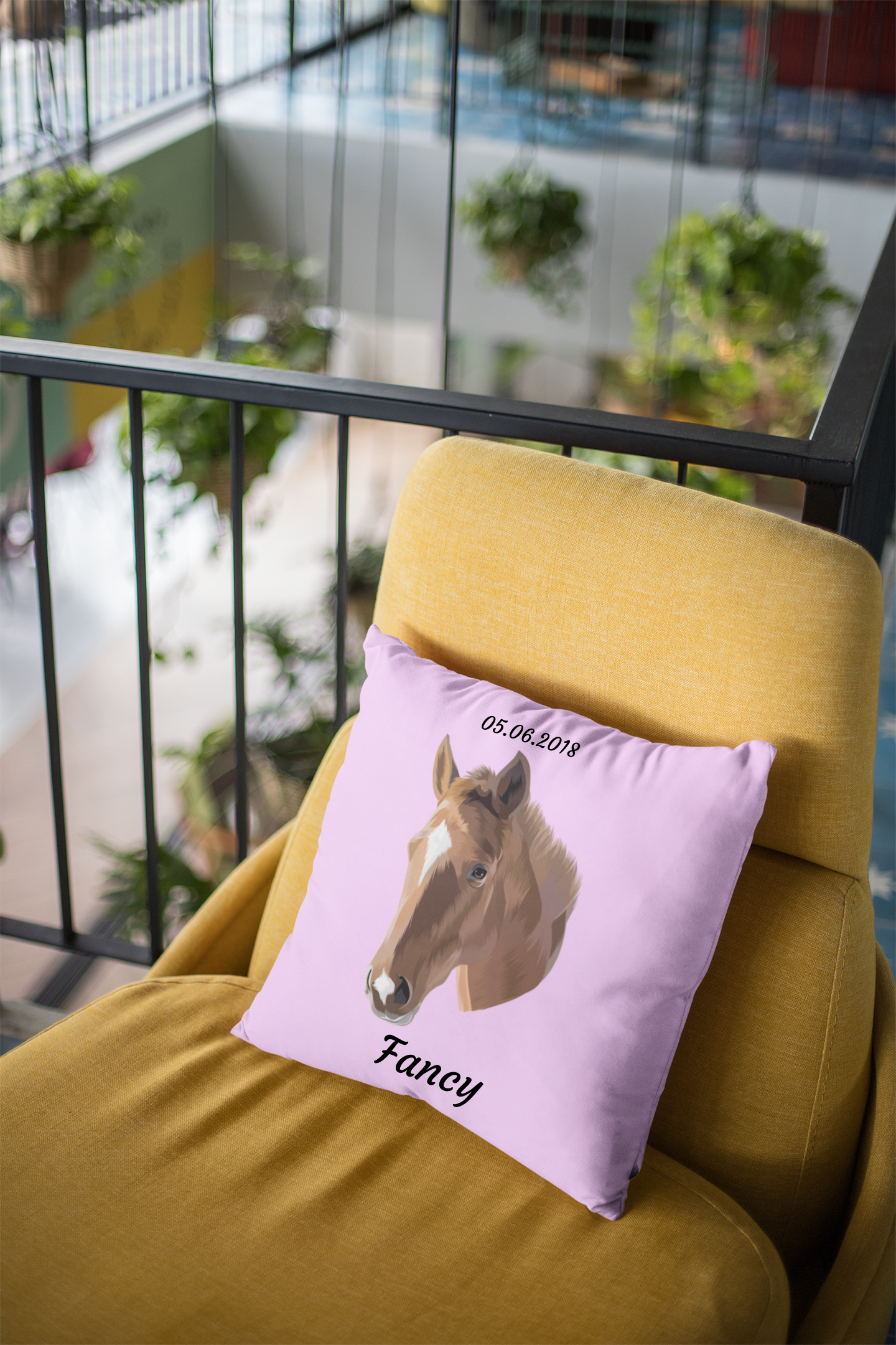 Hand Drawn & Personalized Square Horse Pillow - TruPaint