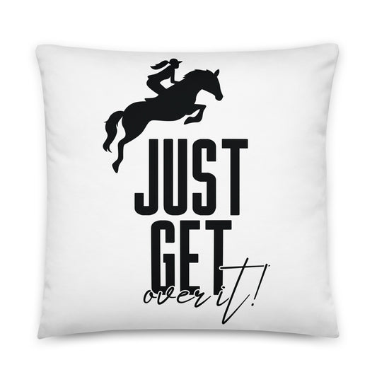 Hand Drawn Horse - Horse Square Throw Pillow - Design: "Get Over It"