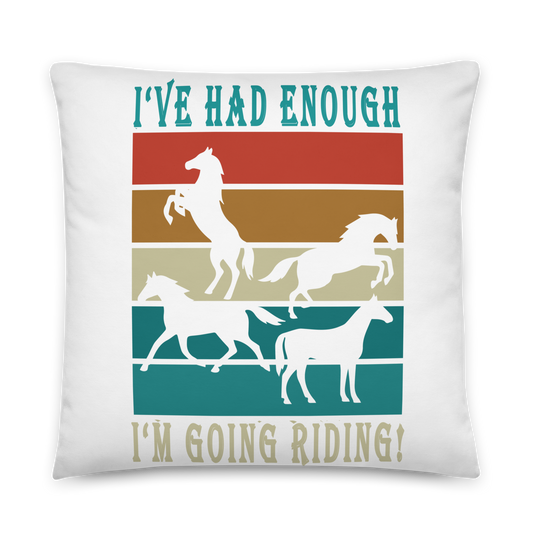 Hand Drawn Horse - Horse Square Throw Pillow - Design: "Going Riding"