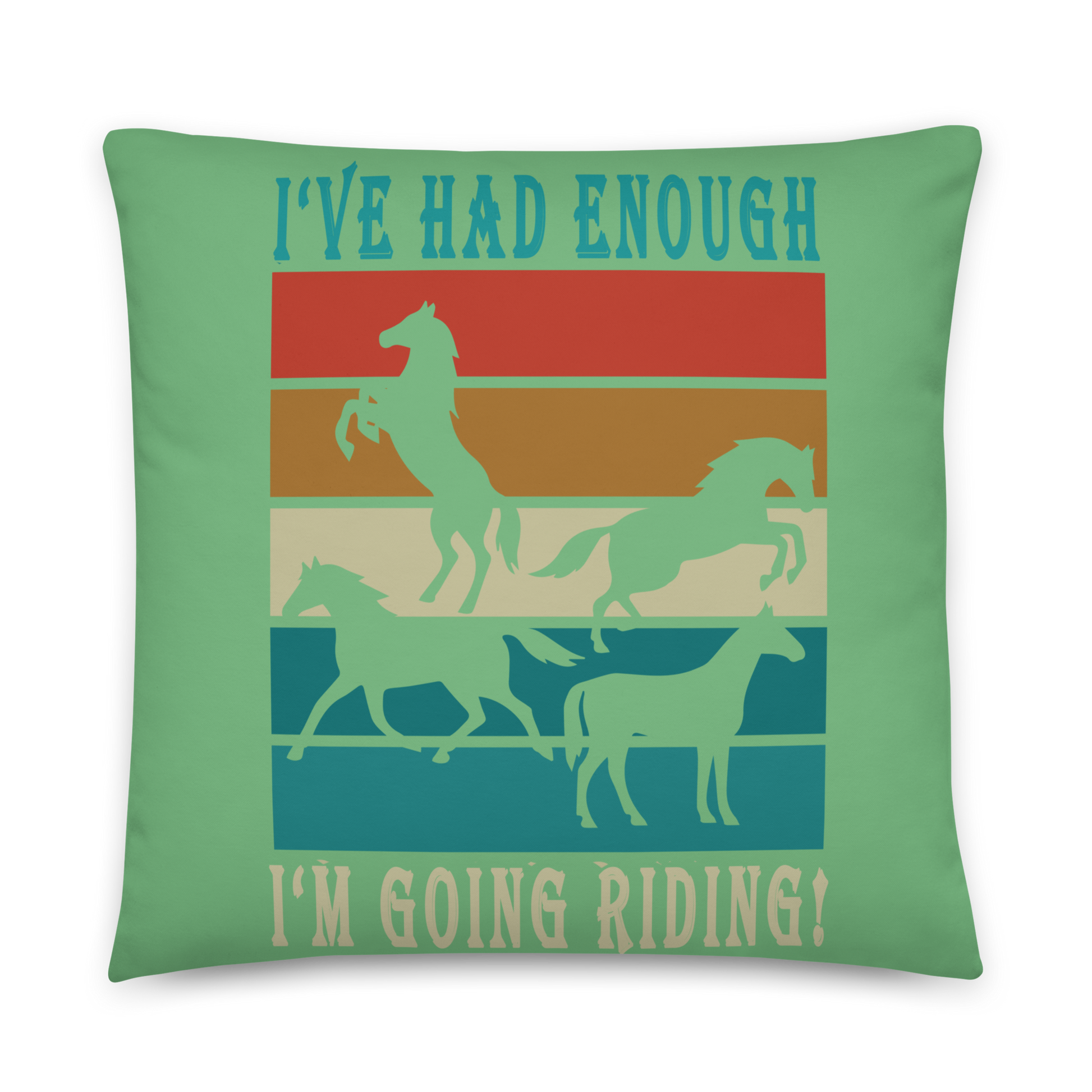 Hand Drawn Horse || Horse Square Throw Pillow - Design: "Going Riding"; Static Design; Personalizable Text
