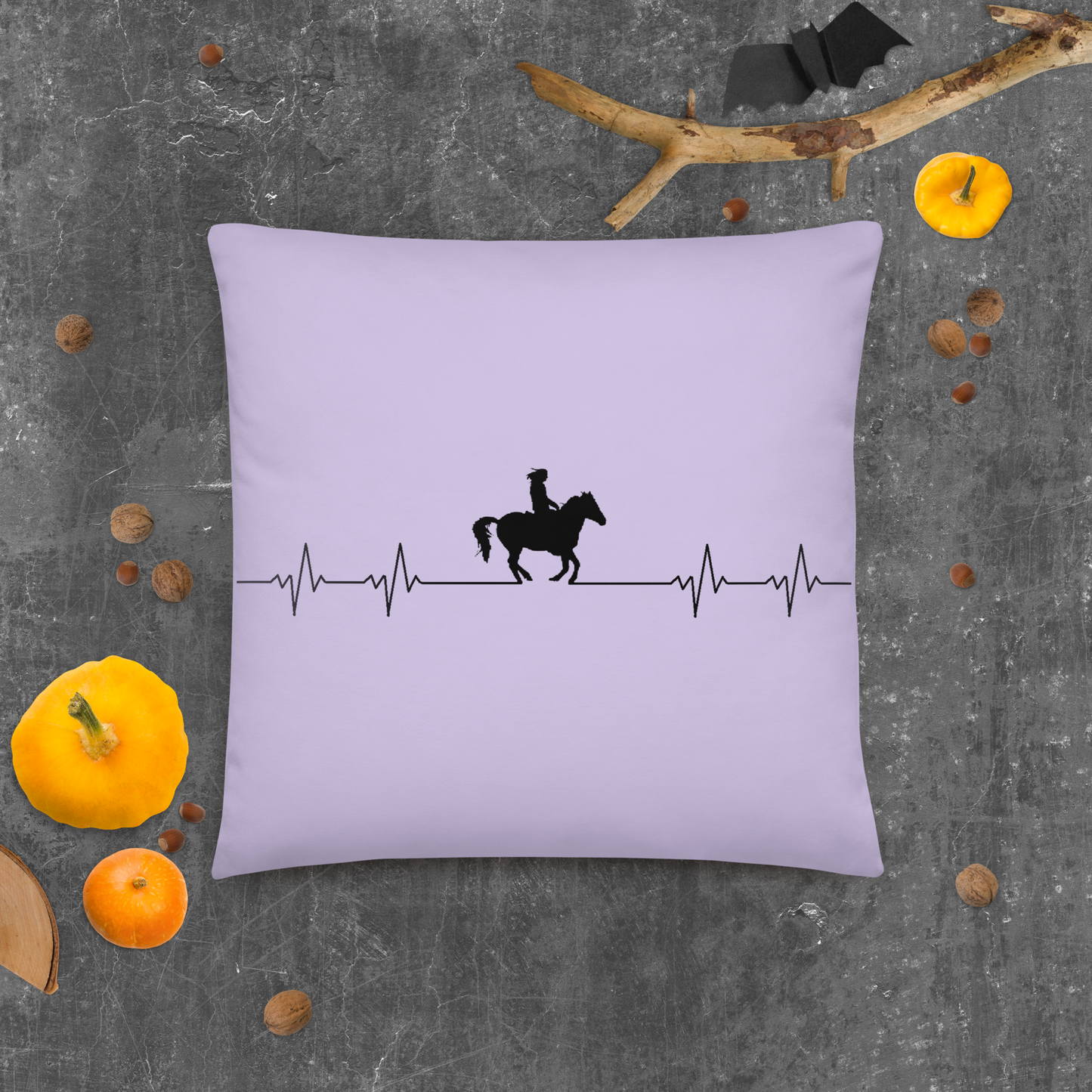 Hand Drawn Horse || Horse Square Throw Pillow - Design: "Heartbeat"; Static Design; Personalizable Text