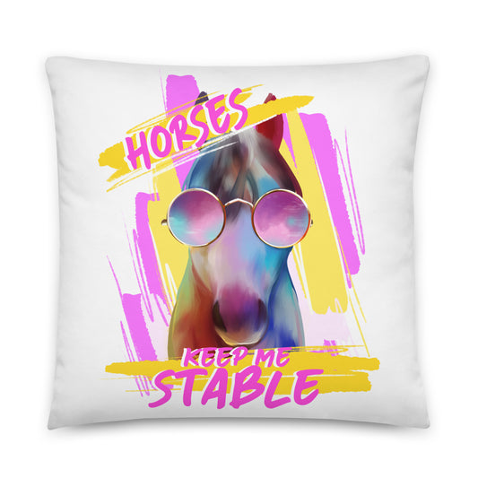 Hand Drawn Horse - Horse Square Throw Pillow - Design: "Stable"