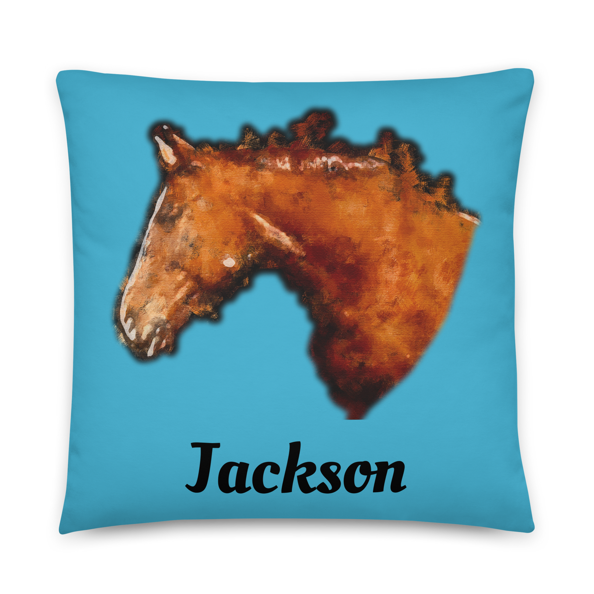 Hand Drawn Horse || Horse Square Throw Pillow - Oil Painting  - Personalized; Personalized with your horse