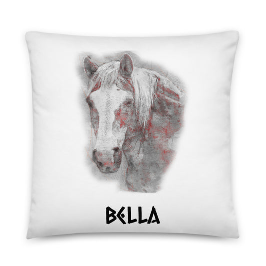 Hand Drawn Horse || Horse Square Throw Pillow - Pencil Drawing - Personalized; Personalized with your horse