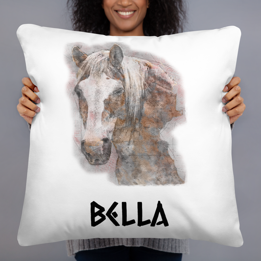 Hand Drawn Horse || Horse Square Throw Pillow - Pencil Drawing - Personalized; Personalized with your horse