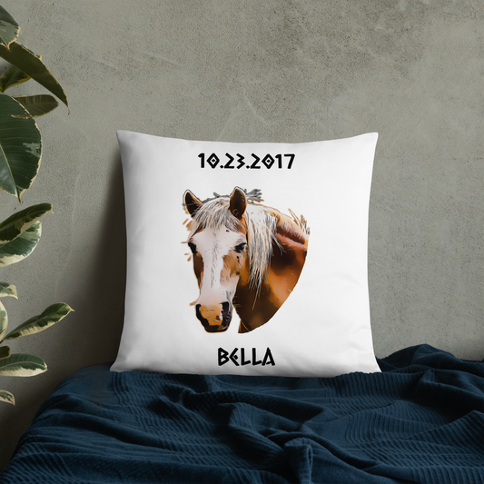 Hand Drawn Horse || Horse Square Throw Pillow - Comic - Personalized; Personalized with your horse