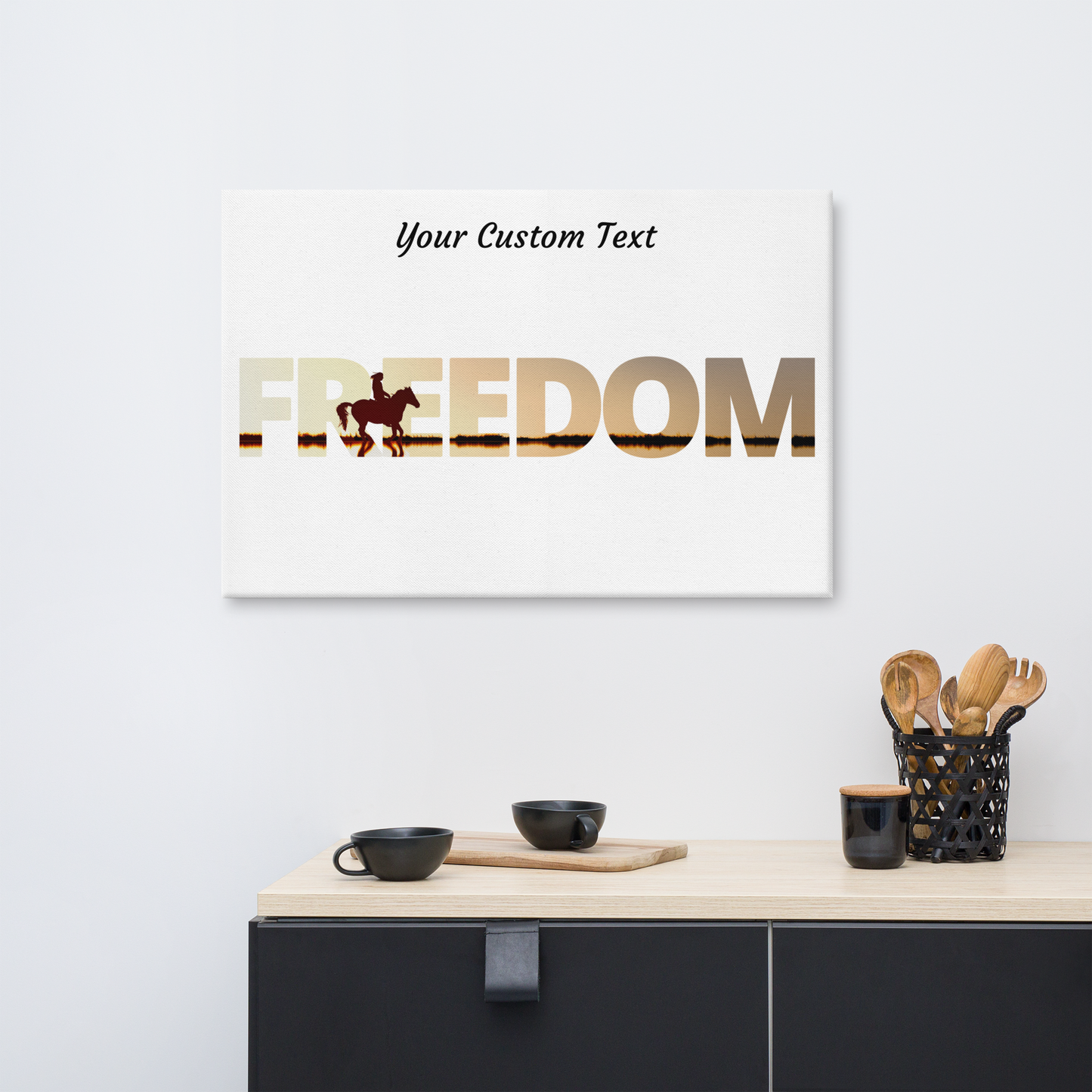 Hand Drawn Horse || Wall Art Canvas - Design: "Freedom"; Static Design; Personalizable Text