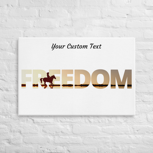 Hand Drawn Horse || Wall Art Canvas - Design: "Freedom"; Static Design; Personalizable Text