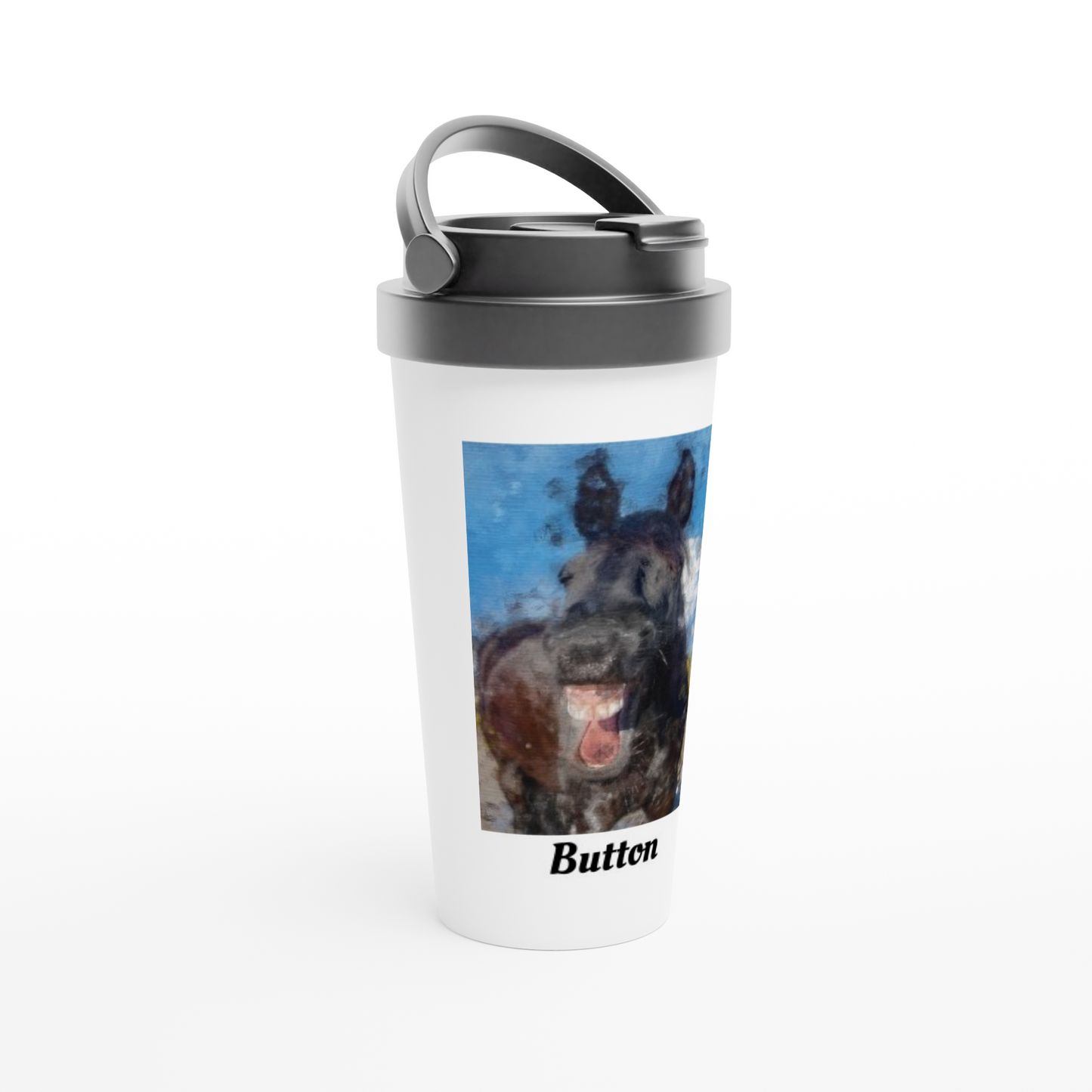 Hand Drawn Horse - 15oz Stainless Steel Travel Mug- Oil Painting - Personalized