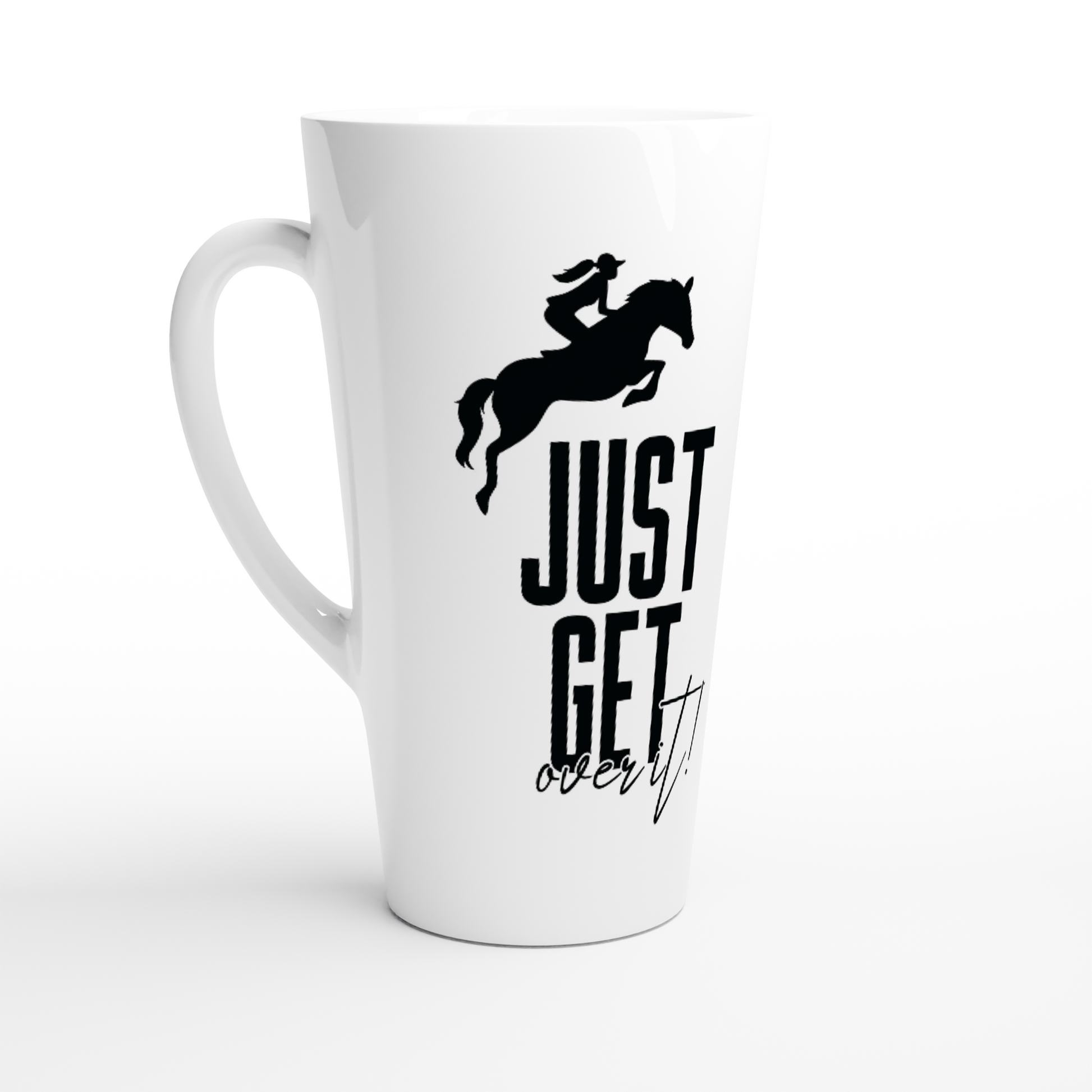 Hand Drawn Horse - Latte 17oz Ceramic Mug  - Design: "Get Over It"