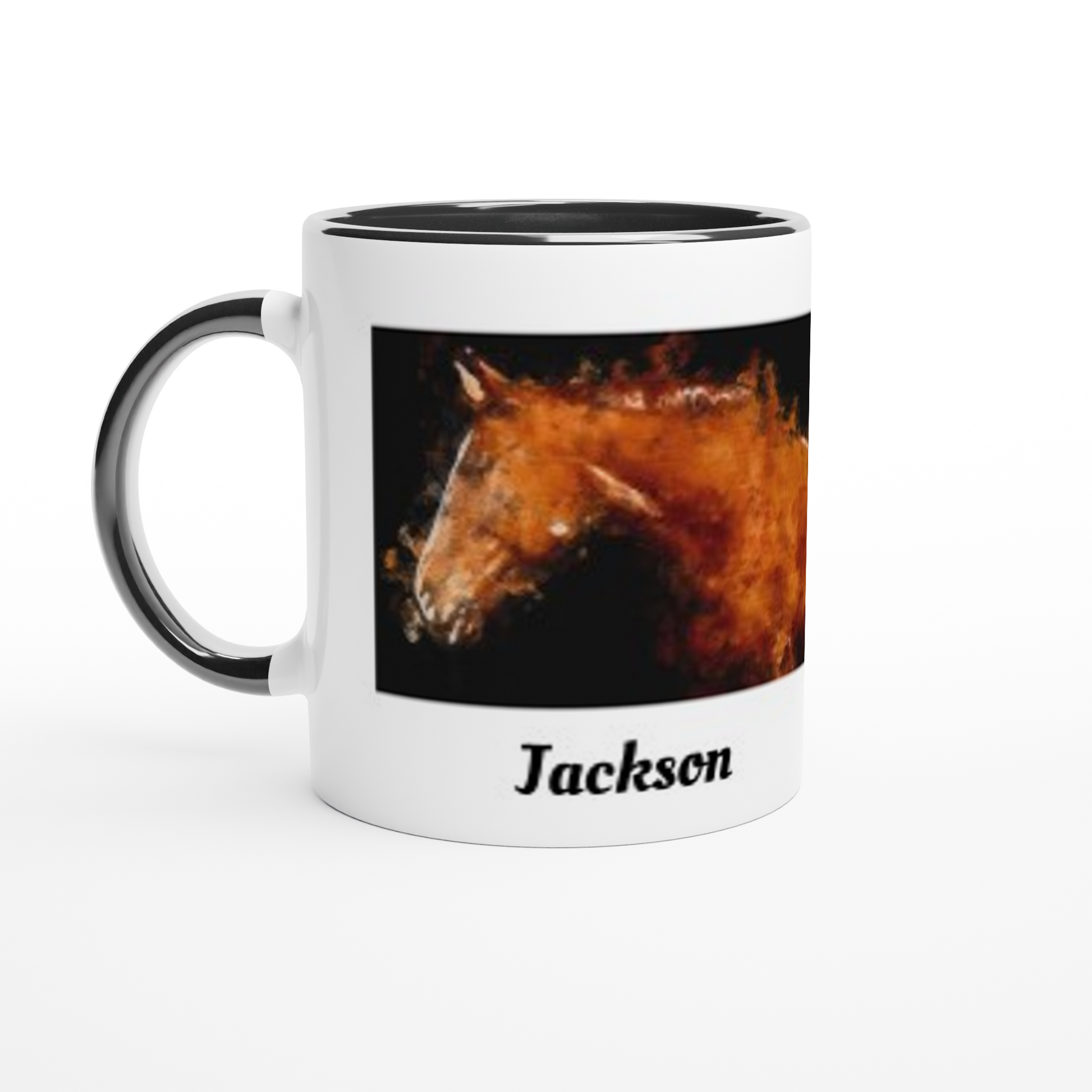 Hand Drawn Horse || 11oz Ceramic Mug with Color Inside - Oil Painting - Personalized; Personalized with your horse