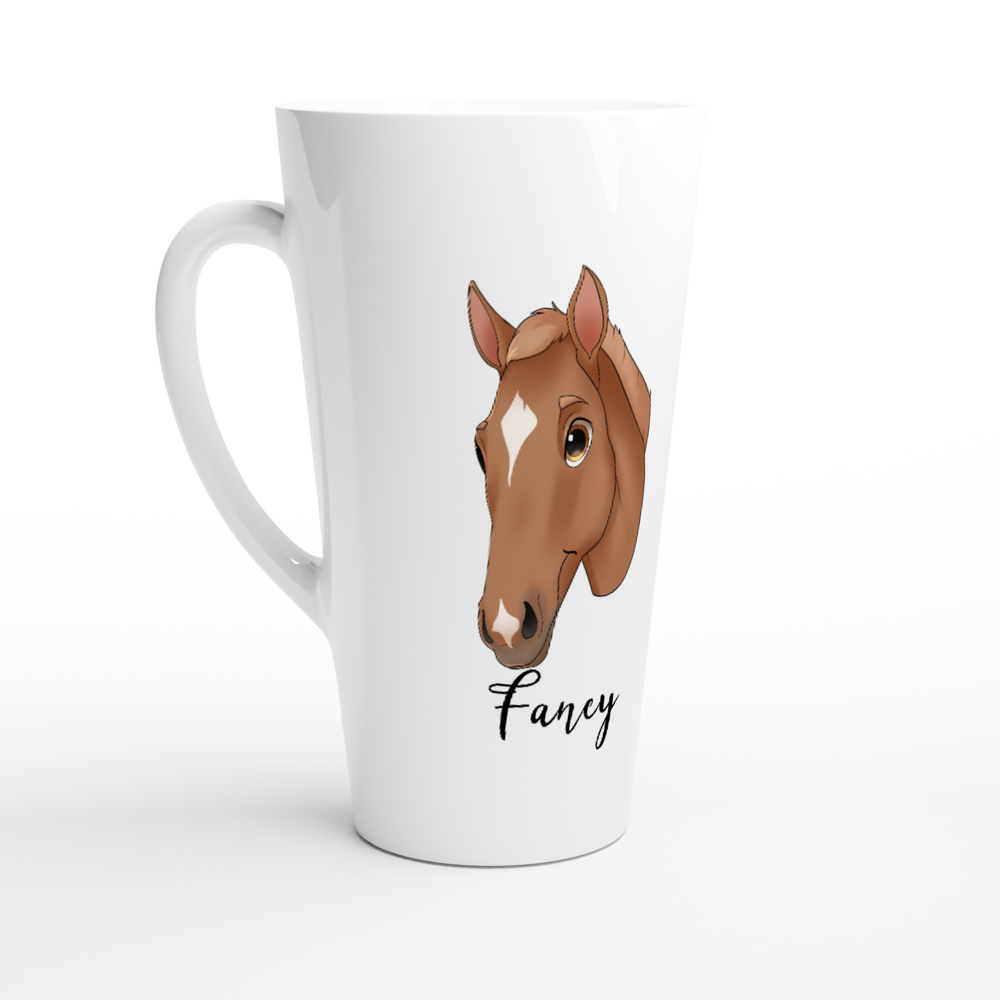 Hand Drawn Horse || Latte 17oz Ceramic Mug - Fairytale Cartoon - Personalized; Hand drawn & personalized with your horse