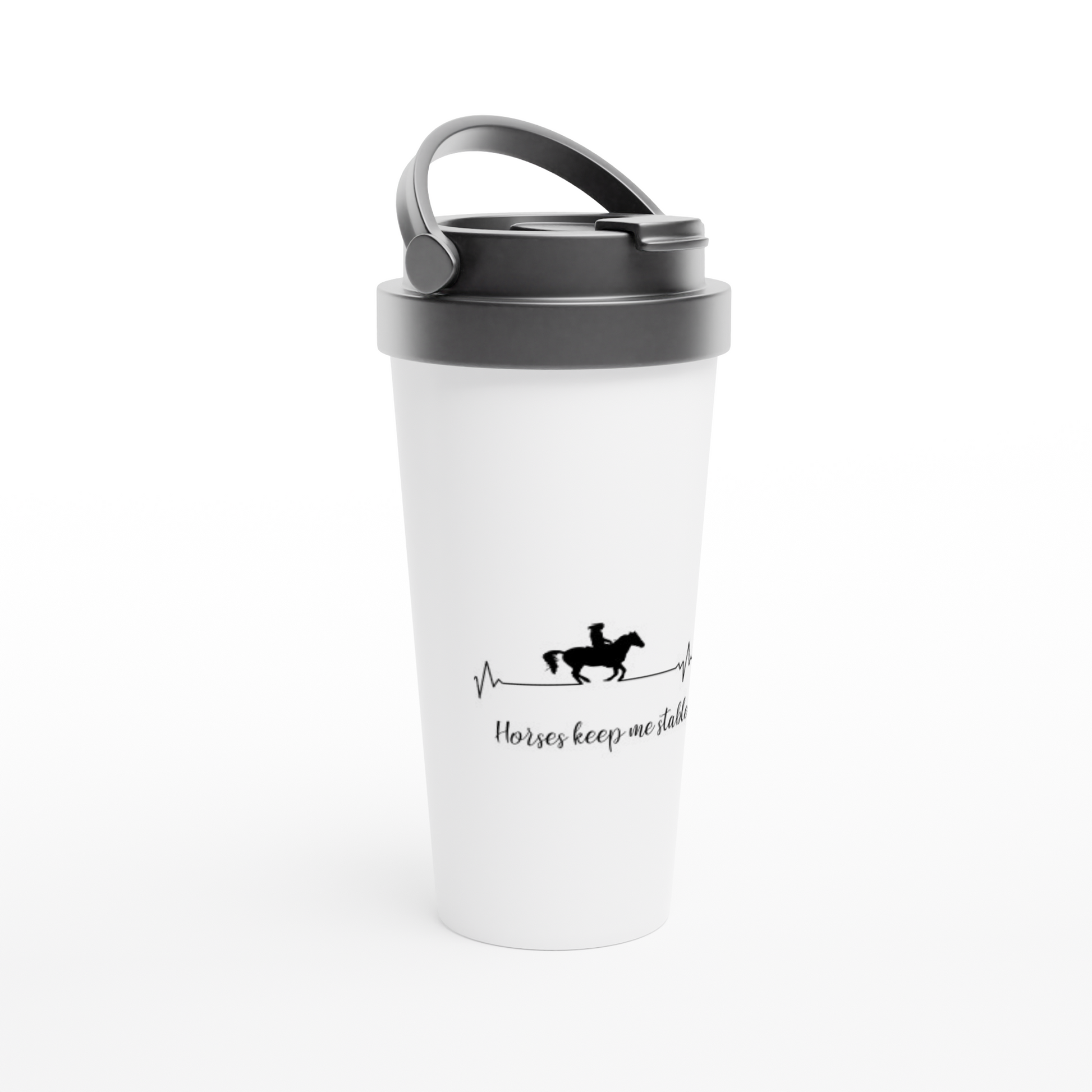 Hand Drawn Horse || 15oz Stainless Steel Travel Mug - Design: "Heartbeat"; Static Design; Personalizable Text