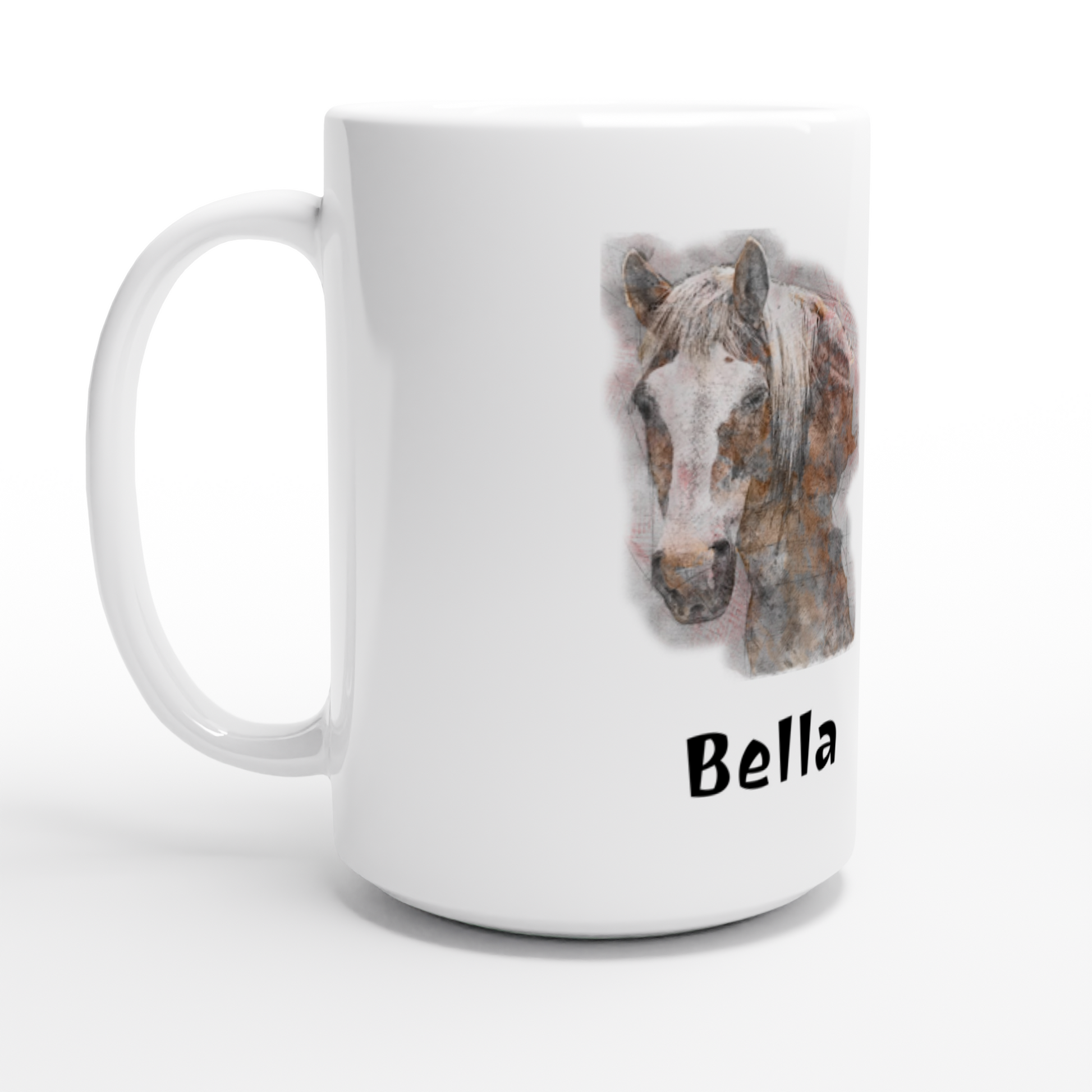 Hand Drawn Horse || 15oz Ceramic Mug - Pencil Drawing - Personalized; Personalized with your horse