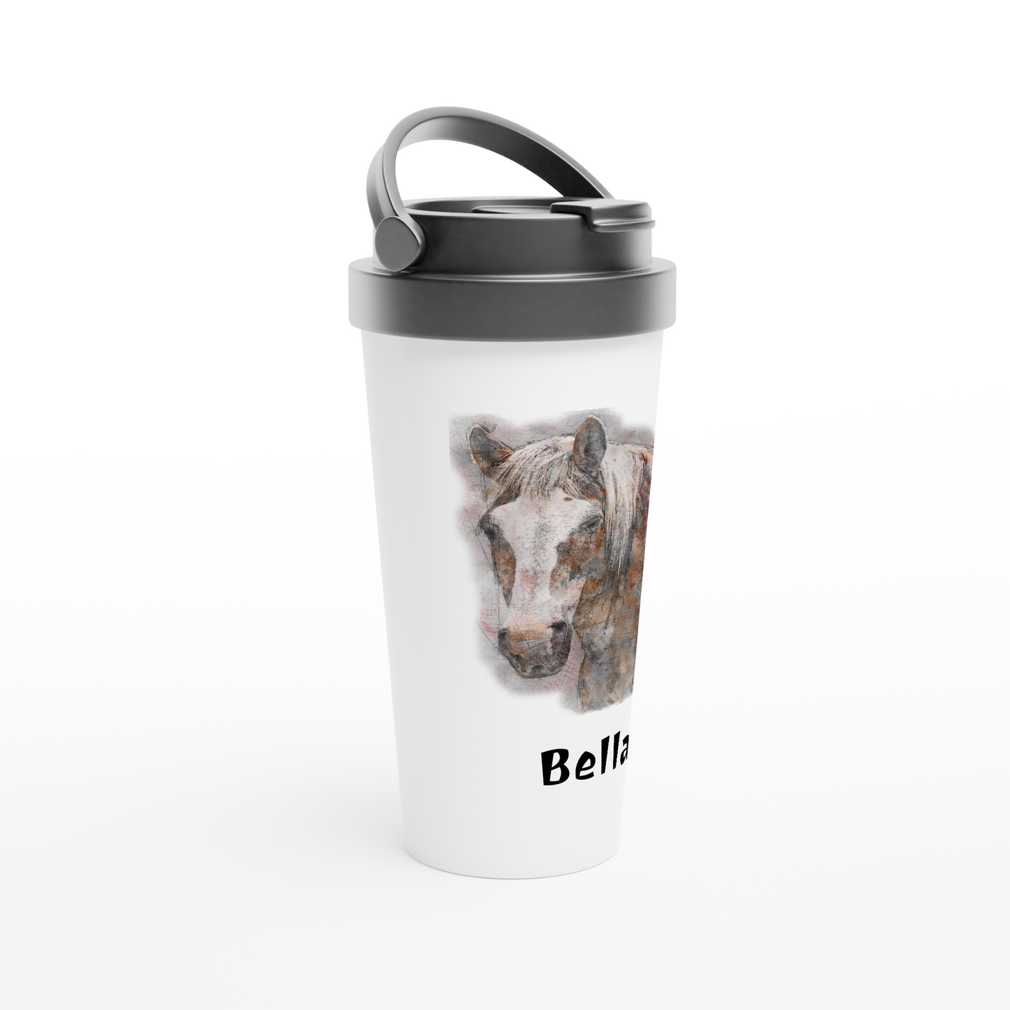 Hand Drawn Horse || 15oz Stainless Steel Travel Mug - Pencil Drawing - Personalized; Personalized with your horse