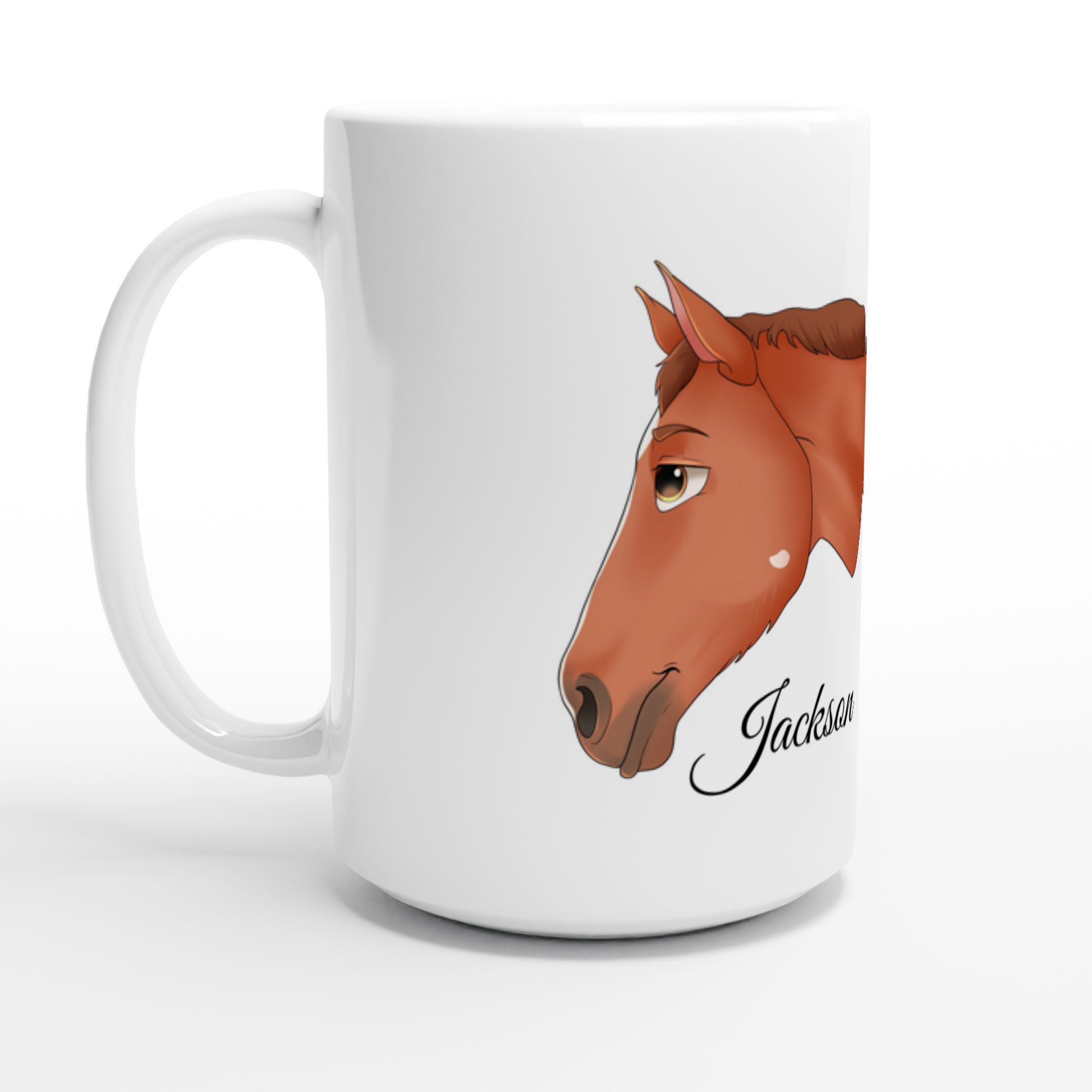 Hand Drawn Horse || 15oz Ceramic Horse Mug - Fairytale Cartoon - Hand Drawn & Personalized; Hand drawn & personalized with your horse