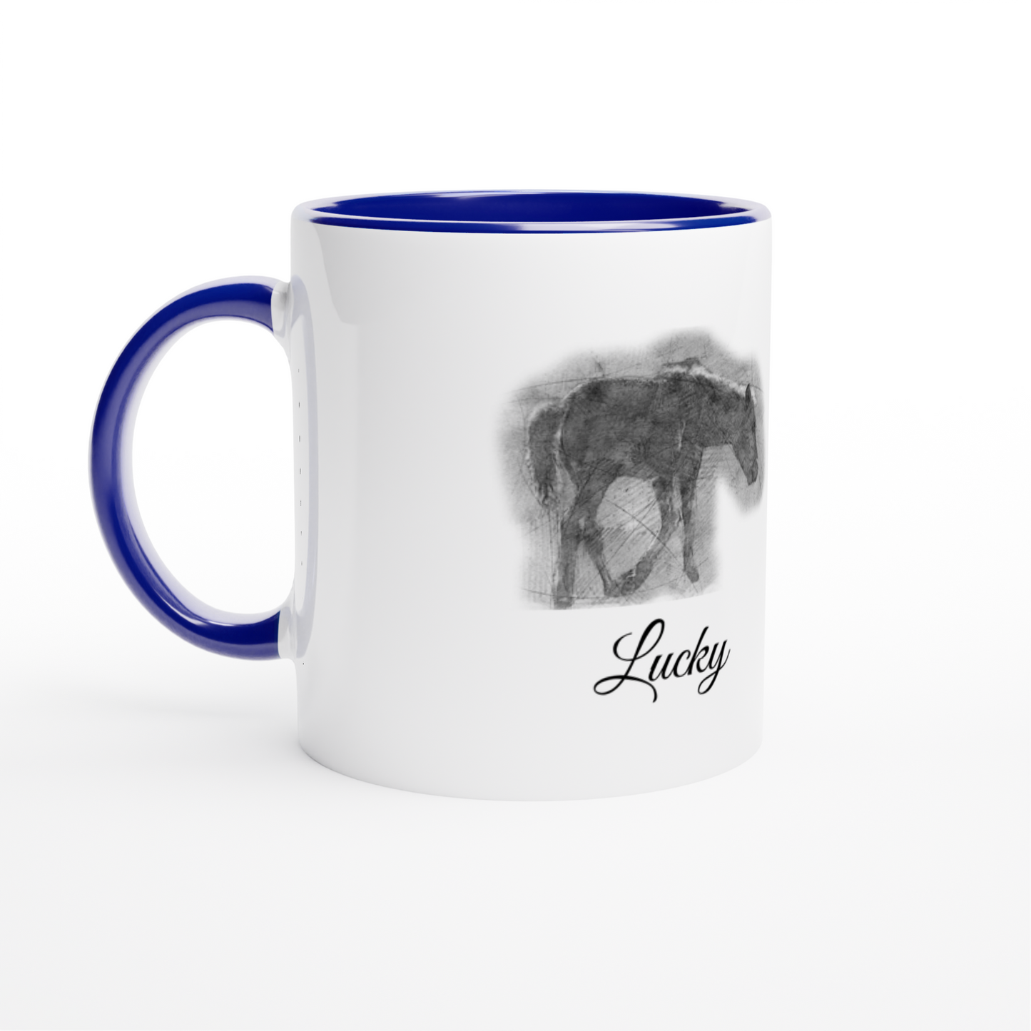 Hand Drawn Horse || 11oz Ceramic Mug with Color - Pencil Drawing - Personalized; Personalized with your horse