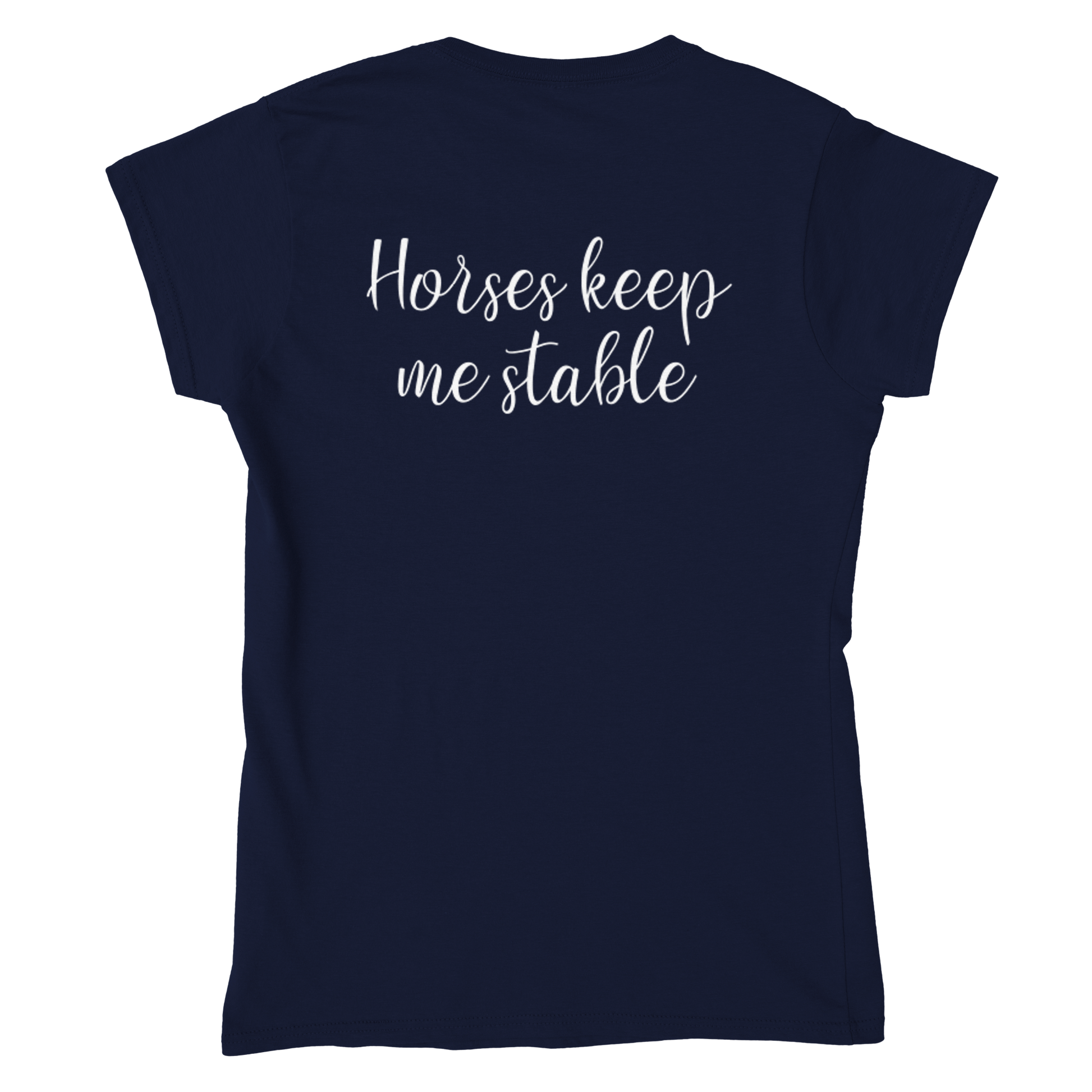 Hand Drawn Horse || Women's Crewneck T-shirt - Design: "BREAK TIME; Static Design; Personalizable Back Text