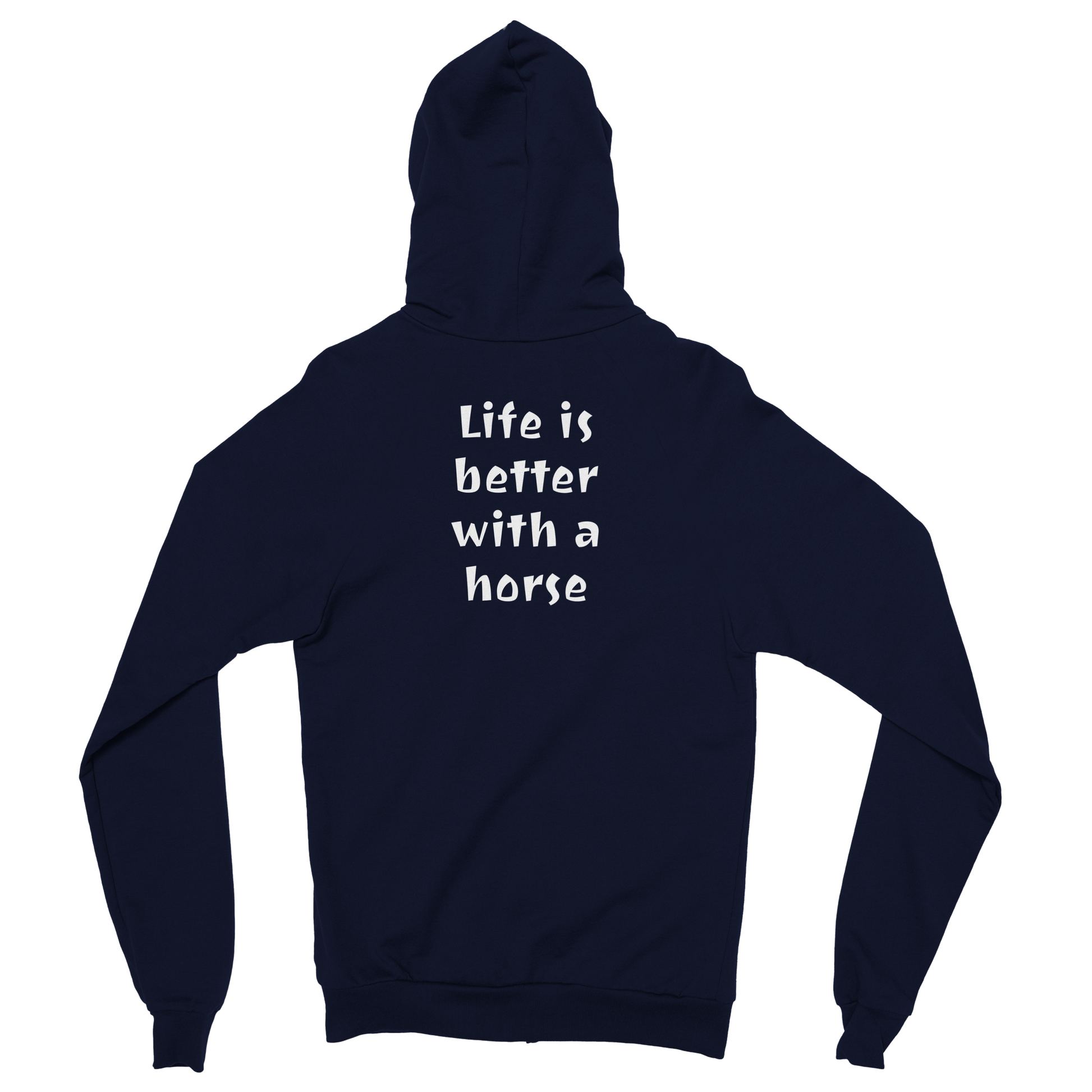 Hand Drawn Horse || Unisex Zip Hoodie - Design: "Get Over It"; Static Design; Personalizable Back Text