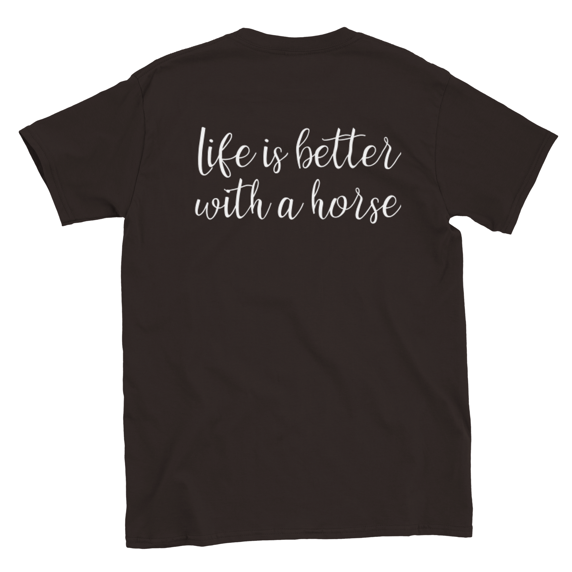 Hand Drawn Horse || Unisex Crewneck T-shirt - Design: "HEARTBEAT"; Static Design; Personalizable Back Text
