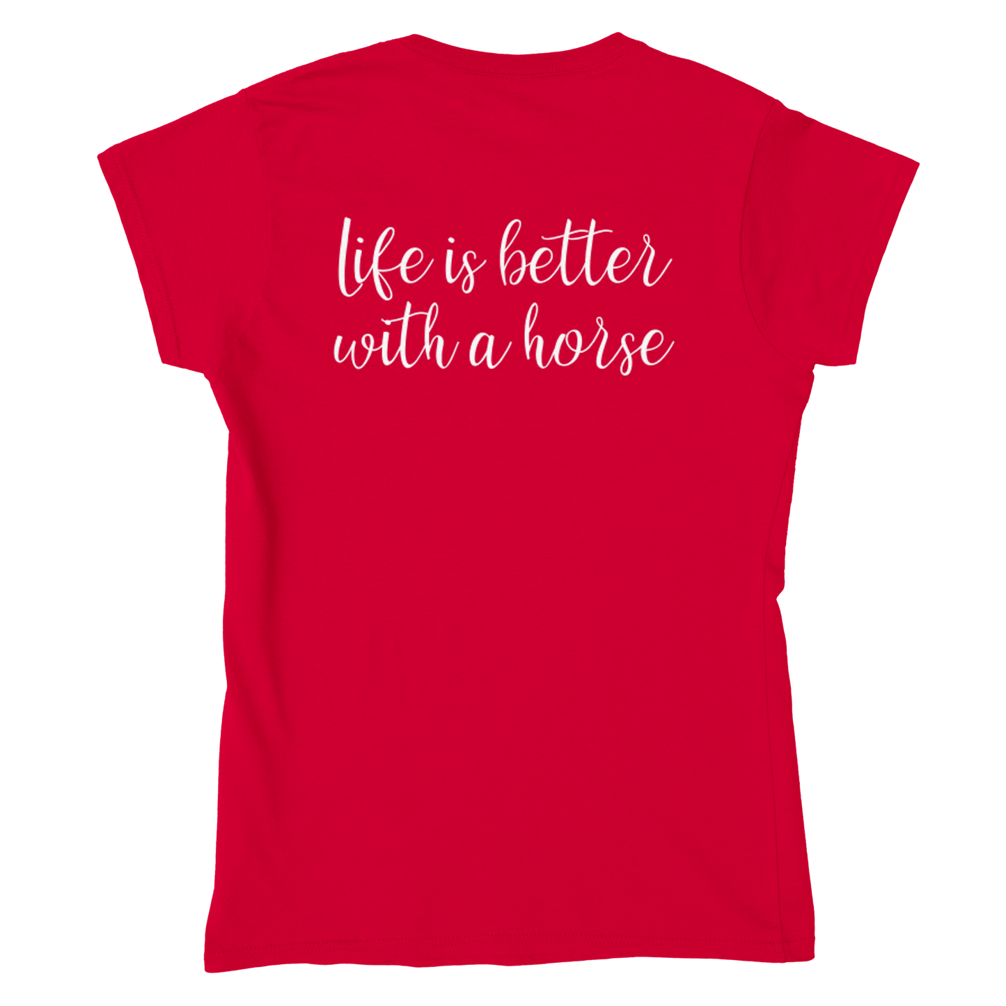 Hand Drawn Horse || Women's Crewneck T-shirt - Design: "BREAK TIME; Static Design; Personalizable Back Text