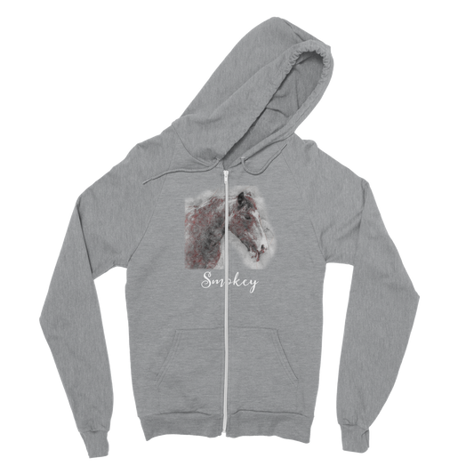Hand Drawn Horse || Unisex Zip Hoodie - Pencil Drawing - Personalized; Personalized with your horse