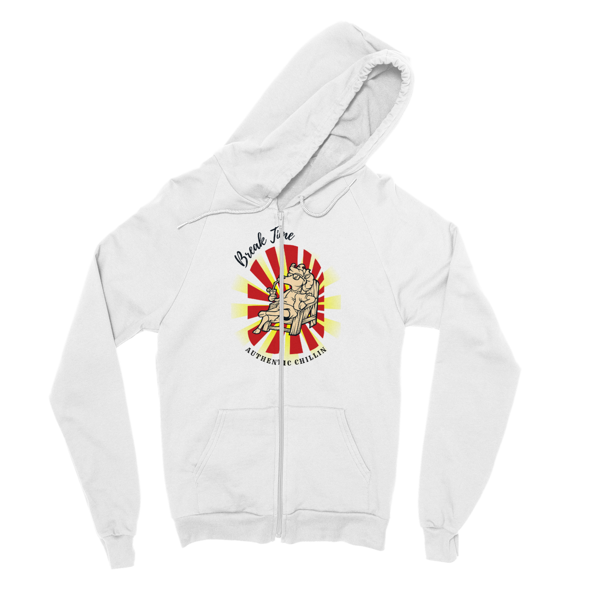 Hand Drawn Horse || Unisex Zip Hoodie - Design: ''BREAKTIME"; Static Design; Personalizable Back Text
