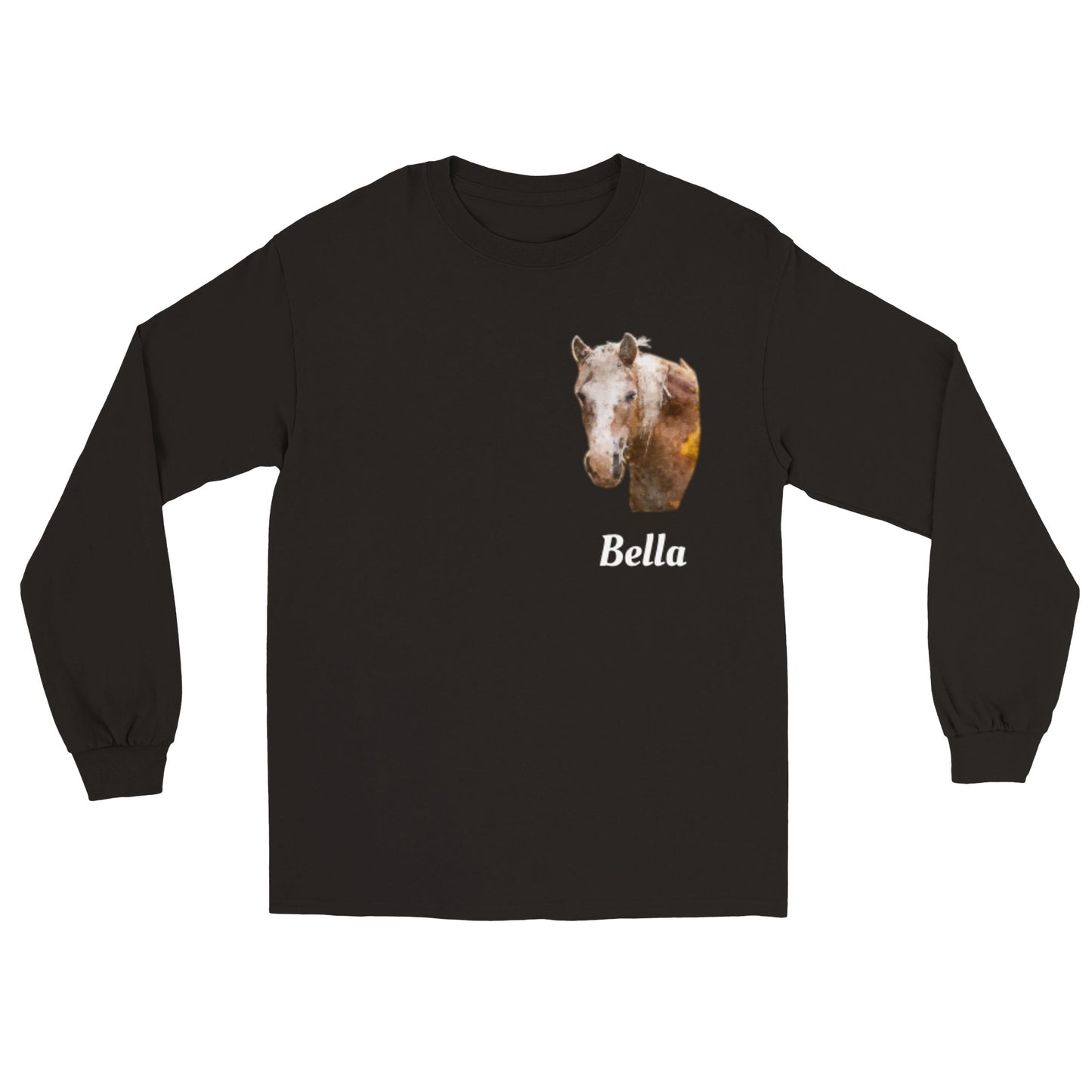 Hand Drawn Horse || Unisex Longsleeve T-shirt - Oil Painting - Personalized; Personalized with your horse