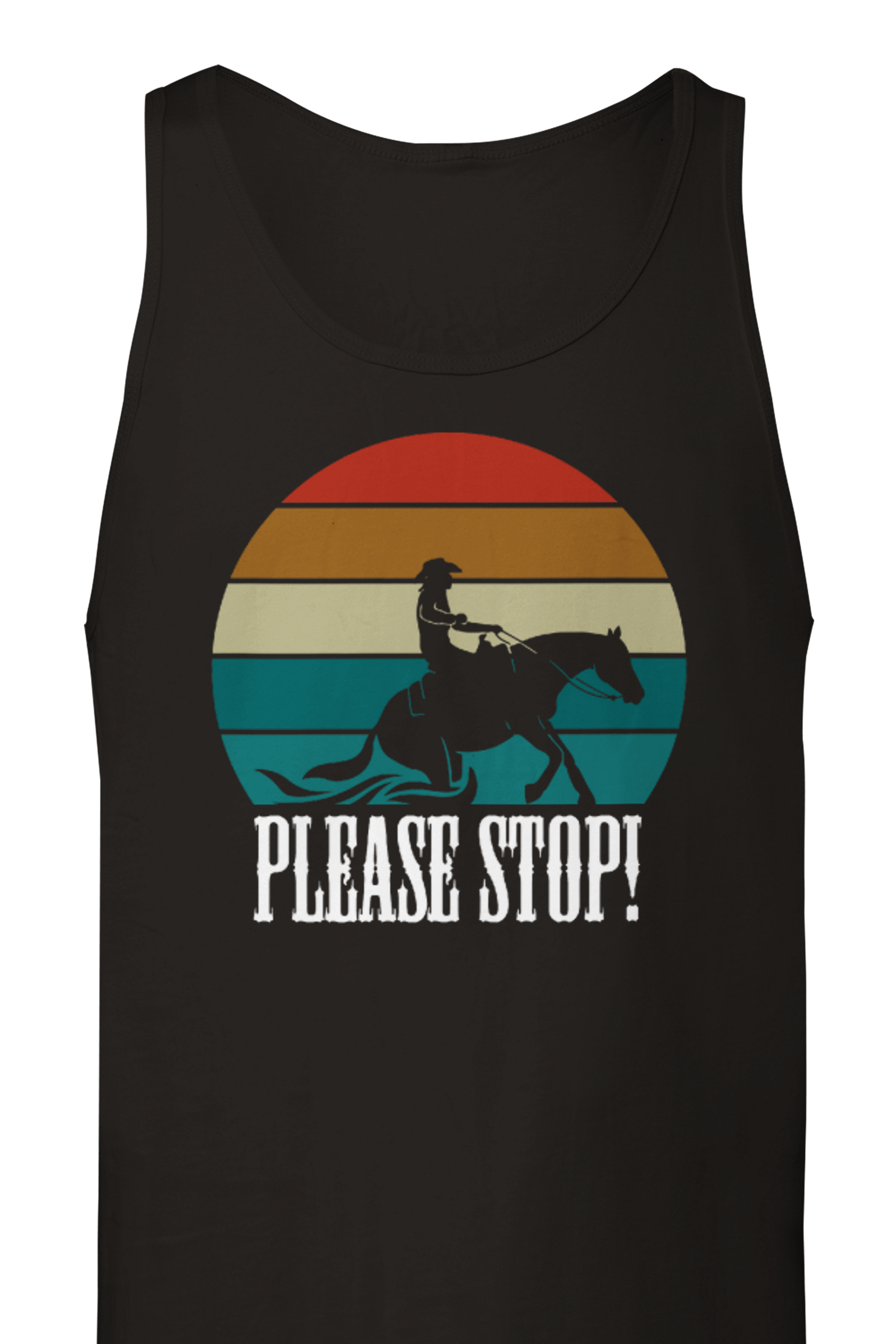Hand Drawn Horse || Unisex Tank Top - Design: "STOP"; Static Design; Personalizable Back Text