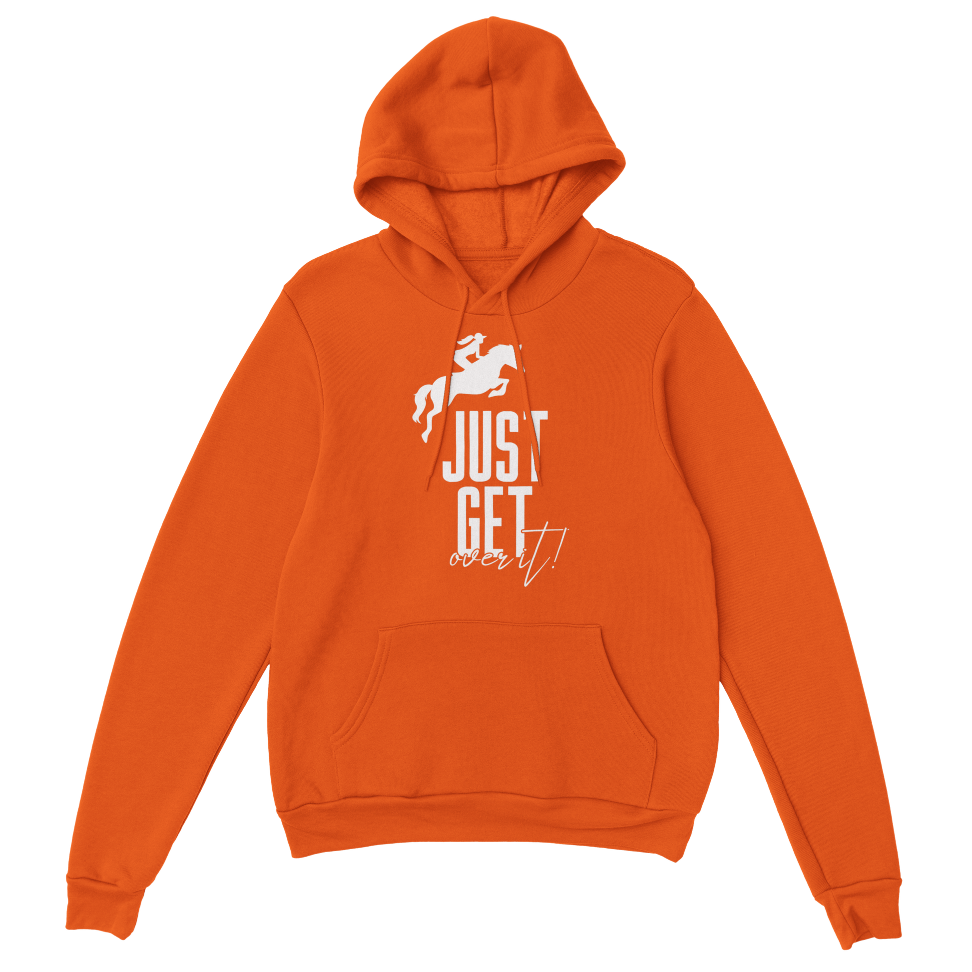 Hand Drawn Horse || Unisex Pullover Hoodie - Design: "Get Over It"; Static Design; Personalizable Back Text