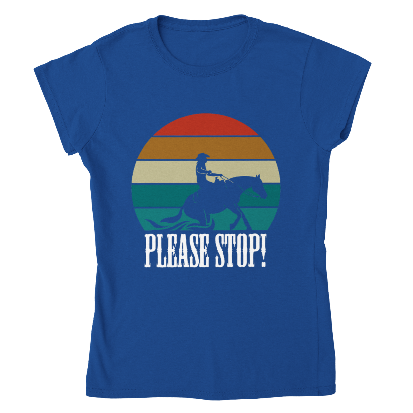 Hand Drawn Horse || Womens T-shirt - Design: "Stop!"; Static Design; Personalizable Back Text