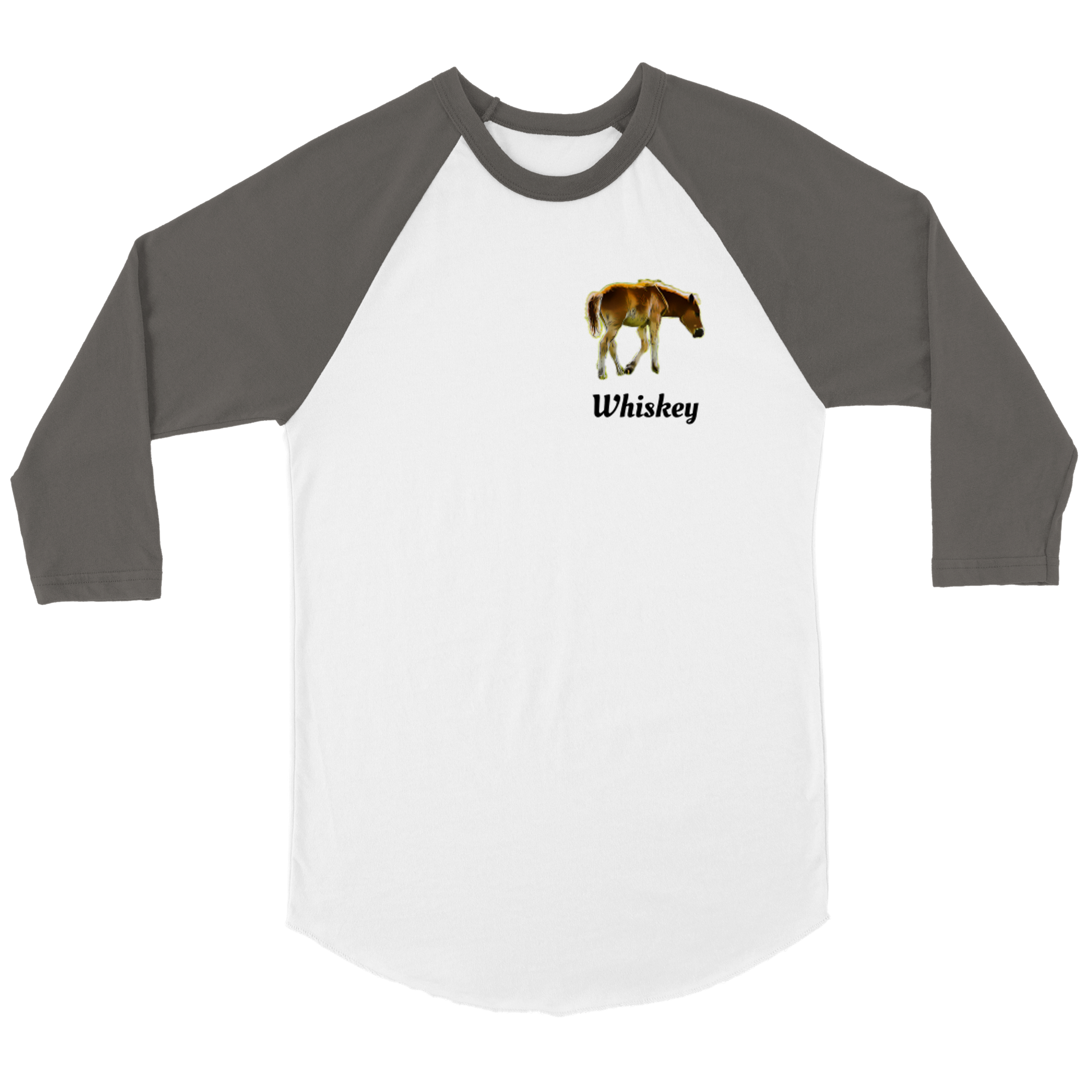 Hand Drawn Horse || Unisex 3/4 sleeve Raglan T-shirt - Comic - Personalized; Personalized with your horse