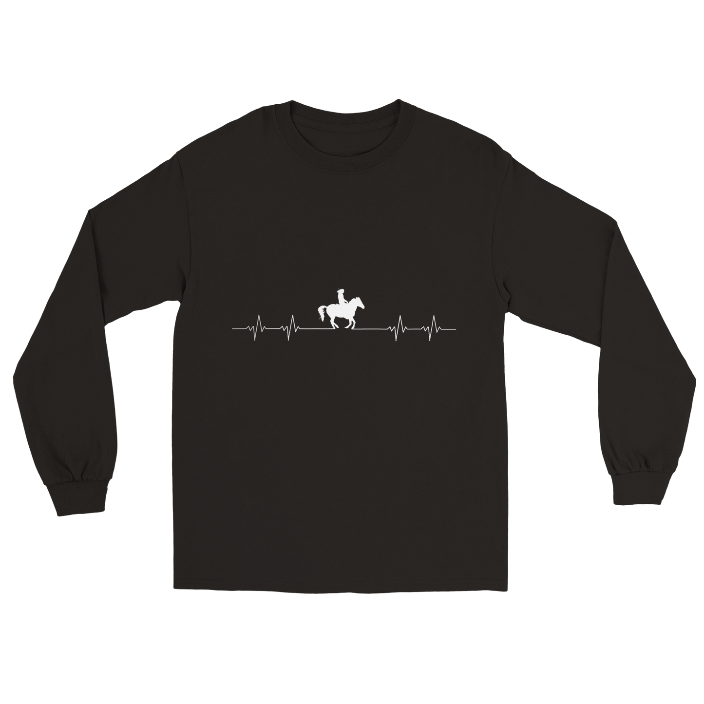 Hand Drawn Horse || Unisex Longsleeve T-shirt - Design: "Heartbeat"; Static Design; Personalizable Back Text